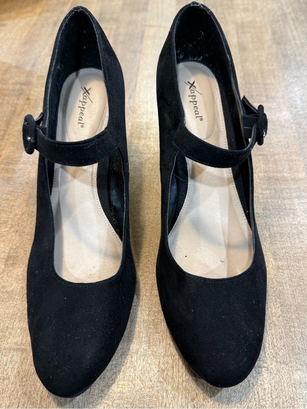 Xappeal Black Mary Jane Heels with Adjustable Strap